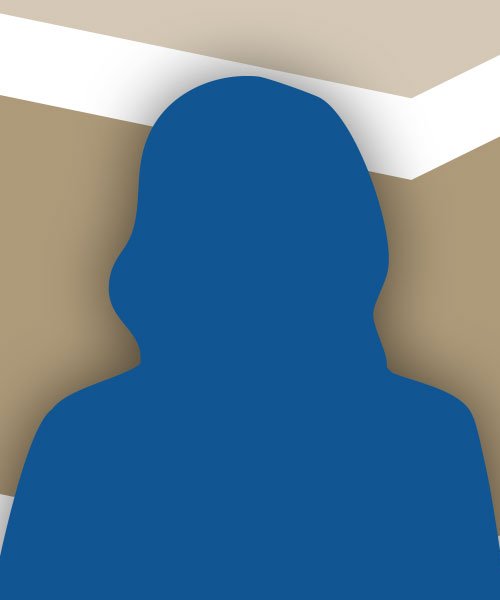 Grafische Darstellung einer weiblichen Person in blau vor einem mehrfarbigen Hintergrund.