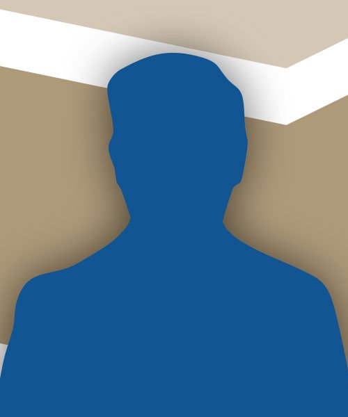 Grafische Darstellung einer männlichen Person in blau vor einem mehrfarbigen Hintergrund.